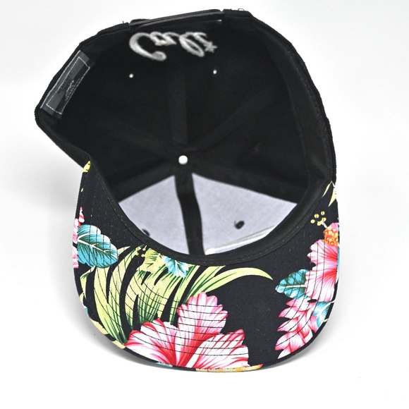 CALI Floral Hat Embroidered Headlines Baseball Cap Snapback Print - Picture 6 of 9